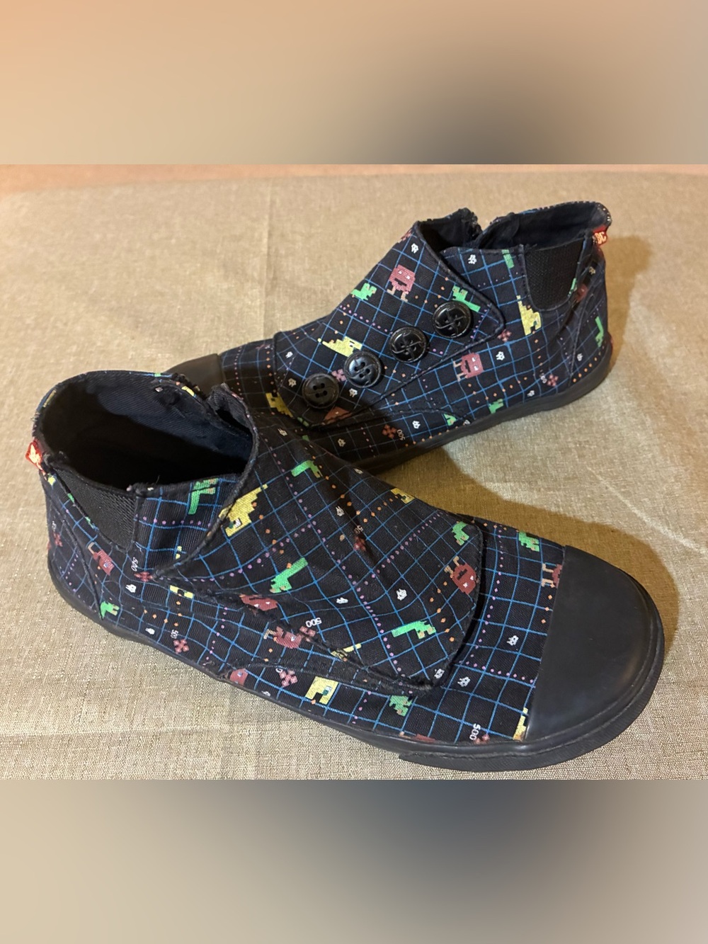 BC Footwear “Coast to Coast” Arcade Pixel Vegan Slip On Shoes Retro Gamer 7.5 W
